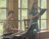 Two Westminster students performing in Giovale Library.